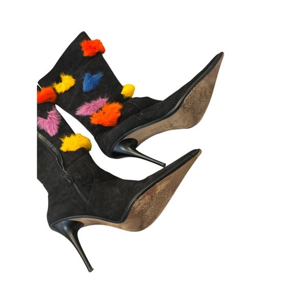 Vintage Mayis made in Italy 38.5 Fur Detail Heeled Boots - Picture 4 of 6